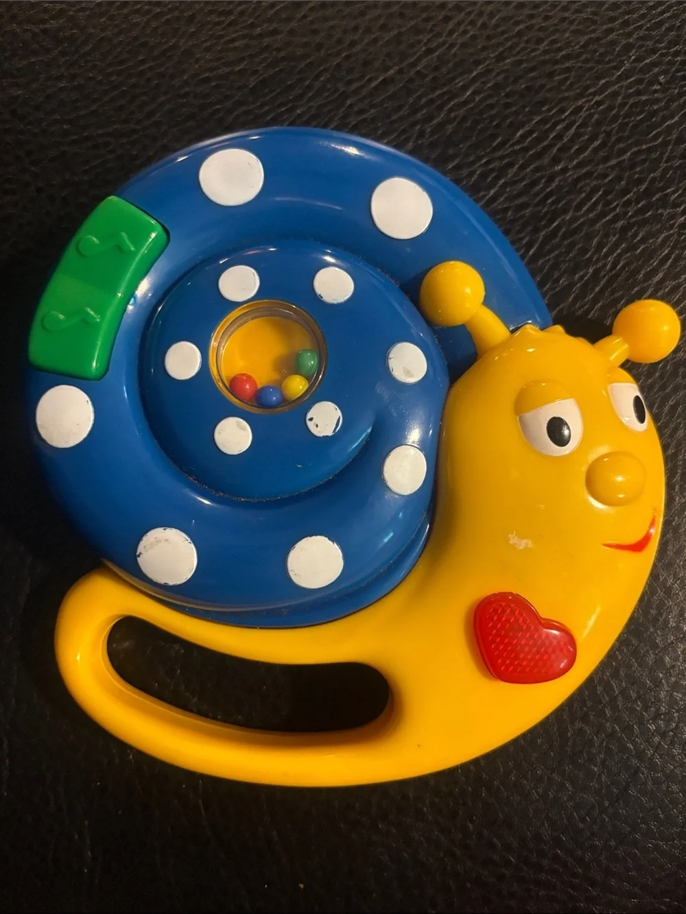 Yellow & Blue Snail Rattle Toy with Heart Detail